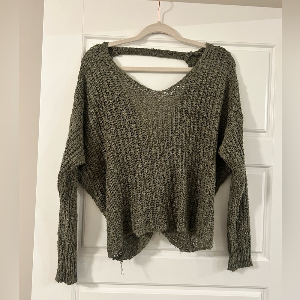 Altar’d State Open Back Twisted Sweater Army Green Size Small/Medium